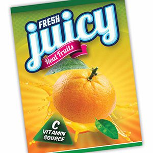 an example of an on-demand color labels. Fresh Juicy Vitamin C drink 